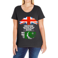 British Grown With Pakistani Roots  Gift For Pakistani With Roots From Ladies Curvy T-shirt | Artistshot