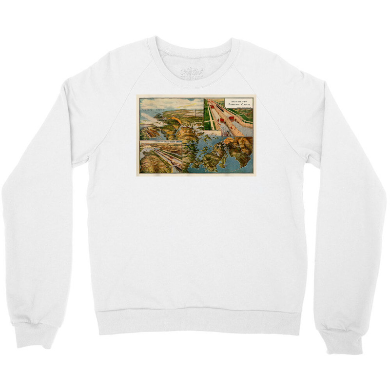 Panama Canal Birds Eye Map (1914) T Shirt Crewneck Sweatshirt by cm-arts | Artistshot