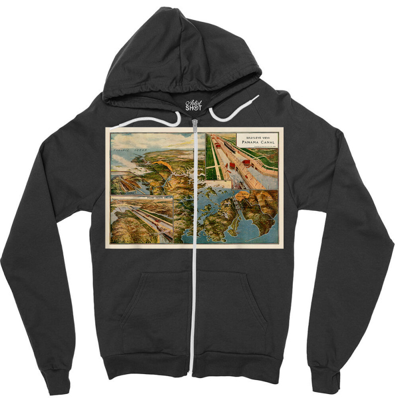 Panama Canal Birds Eye Map (1914) T Shirt Zipper Hoodie by cm-arts | Artistshot