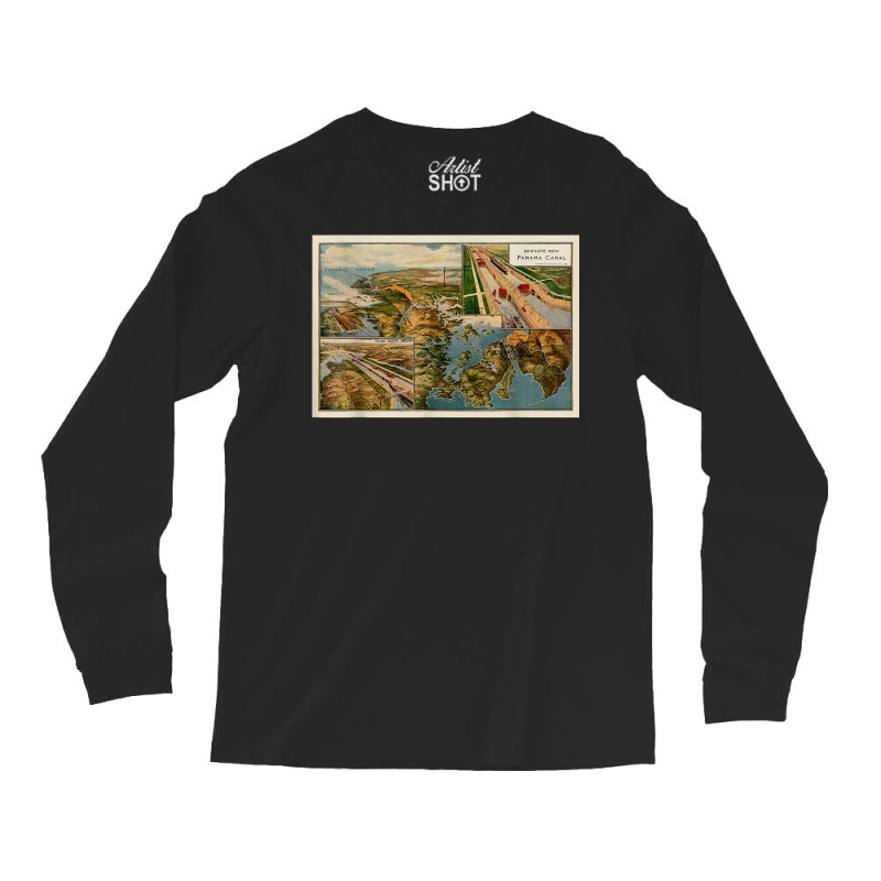 Panama Canal Birds Eye Map (1914) T Shirt Long Sleeve Shirts by cm-arts | Artistshot