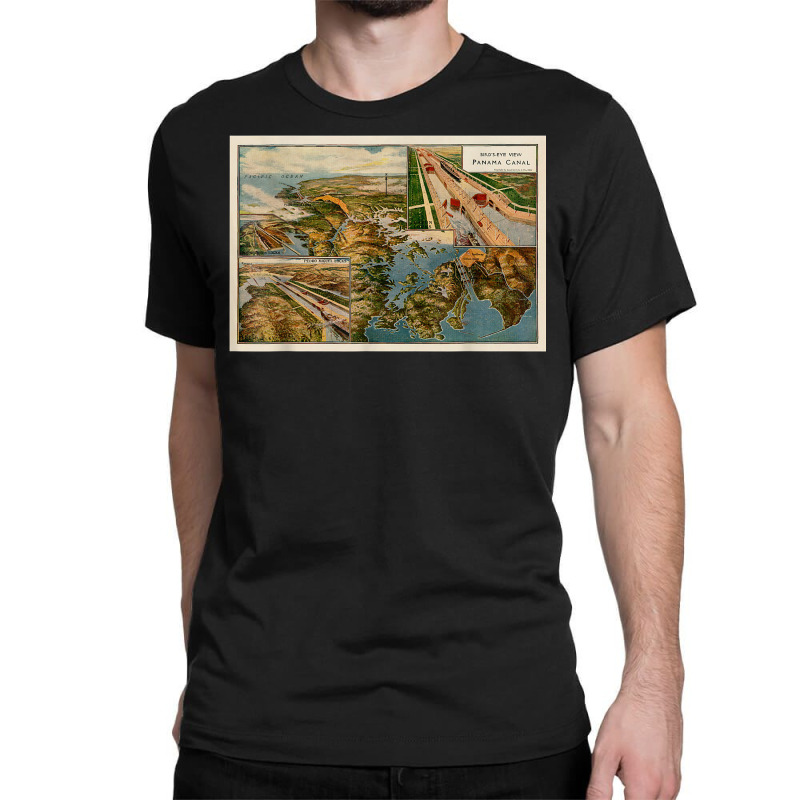 Panama Canal Birds Eye Map (1914) T Shirt Classic T-shirt by cm-arts | Artistshot