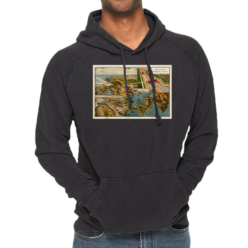 Panama Canal Birds Eye Map (1914) T Shirt Vintage Hoodie by cm-arts | Artistshot