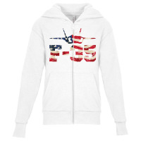 F 35 Lightning Ii Fighter Jet Distressed Usa Flag Overlay T Shirt Youth Zipper Hoodie | Artistshot