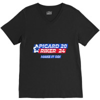 Picard Riker 2024 Make It So Politics Election Parody Funny Raglan Bas V-neck Tee | Artistshot