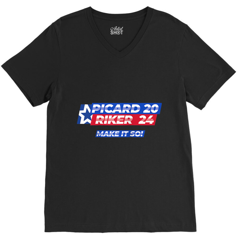 Picard Riker 2024 Make It So Politics Election Parody Funny Raglan Bas V-Neck Tee by cm-arts | Artistshot