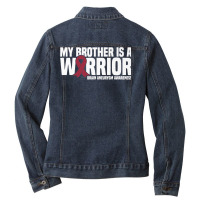 My Brother Is A Warrior Brain Aneurysm Awareness Premium T Shirt Ladies Denim Jacket | Artistshot