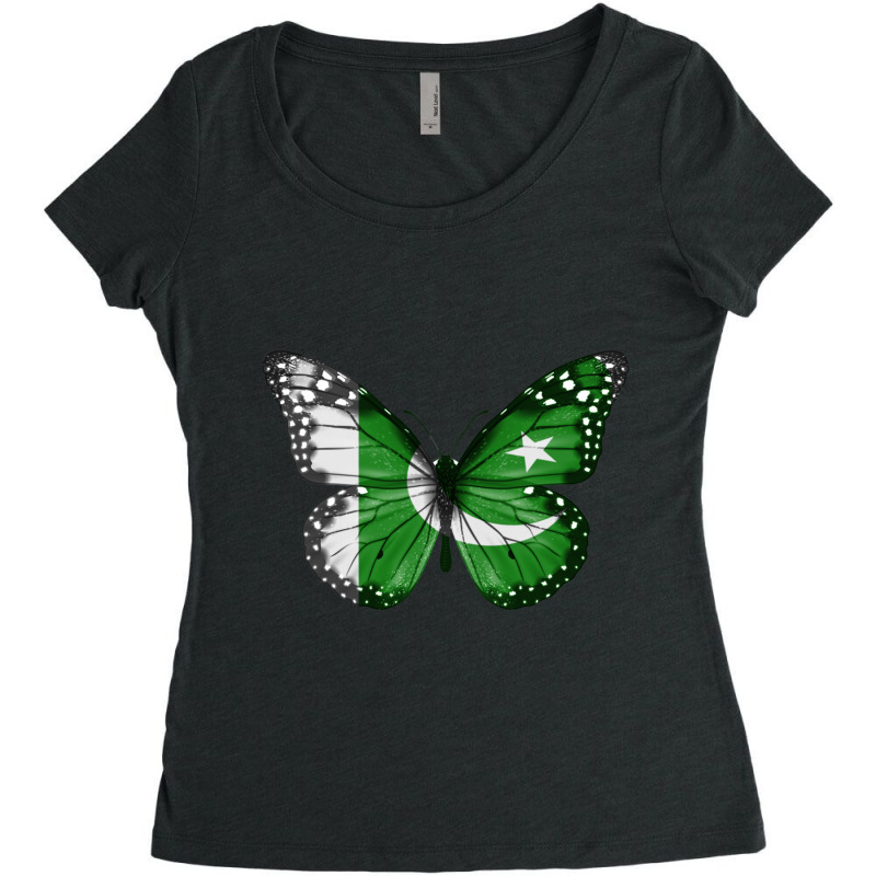 Pakistan Flag Butterfly  Gift For Pakistani With Roots From  Pakistan Women's Triblend Scoop T-shirt by cm-arts | Artistshot