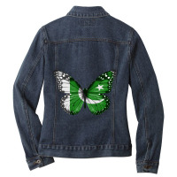 Pakistan Flag Butterfly  Gift For Pakistani With Roots From  Pakistan Ladies Denim Jacket | Artistshot