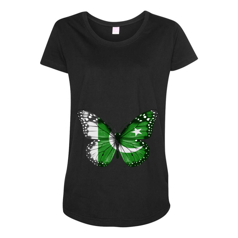 Pakistan Flag Butterfly  Gift For Pakistani With Roots From  Pakistan Maternity Scoop Neck T-shirt by cm-arts | Artistshot