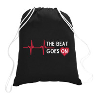 Heart Attack Surgery The Beat Goes On Survivor Rehab Recover Long Slee Drawstring Bags | Artistshot