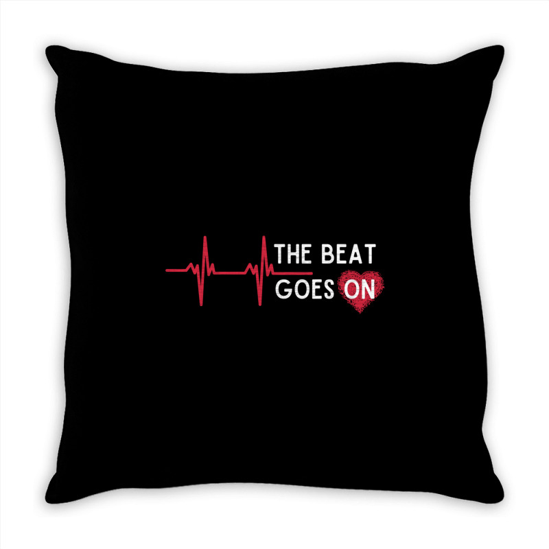 Heart Attack Surgery The Beat Goes On Survivor Rehab Recover Long Slee Throw Pillow by cm-arts | Artistshot