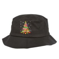 Xmas Tree Library Christmas Lights Tree Book Lover Librarian T Shirt Bucket Hat | Artistshot