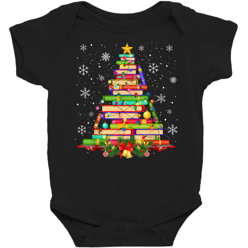 Xmas Tree Library Christmas Lights Tree Book Lover Librarian T Shirt Baby Bodysuit by phillidarsz | Artistshot