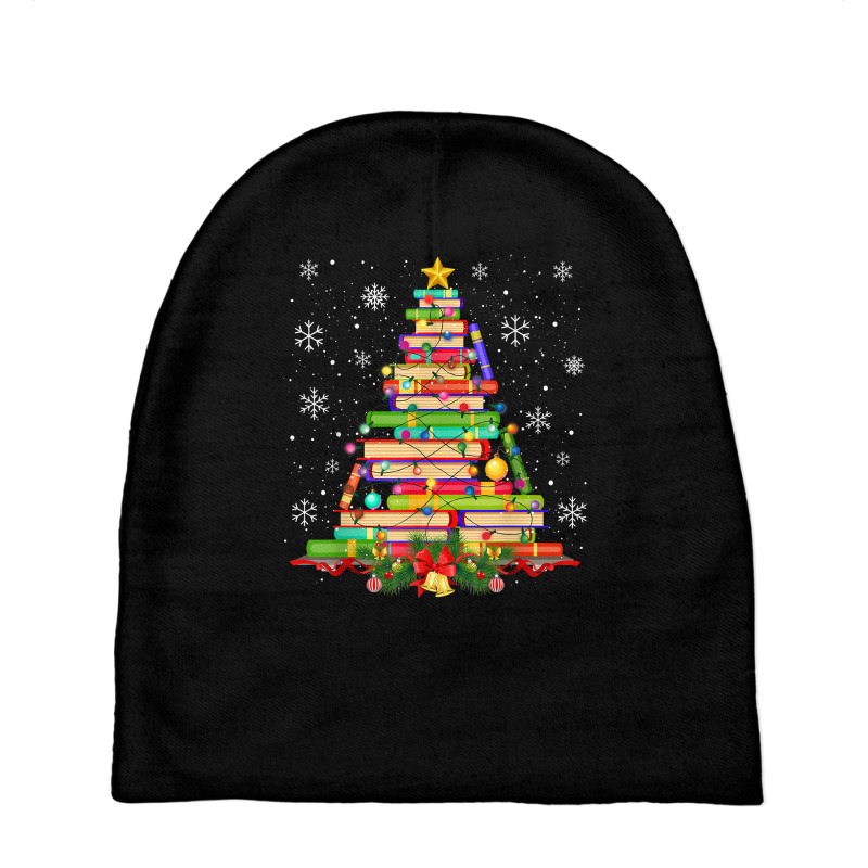 Xmas Tree Library Christmas Lights Tree Book Lover Librarian T Shirt Baby Beanies by phillidarsz | Artistshot