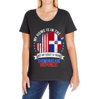 American Patriot Heart Is From Dominican Republic Flag Ladies Curvy T-shirt | Artistshot