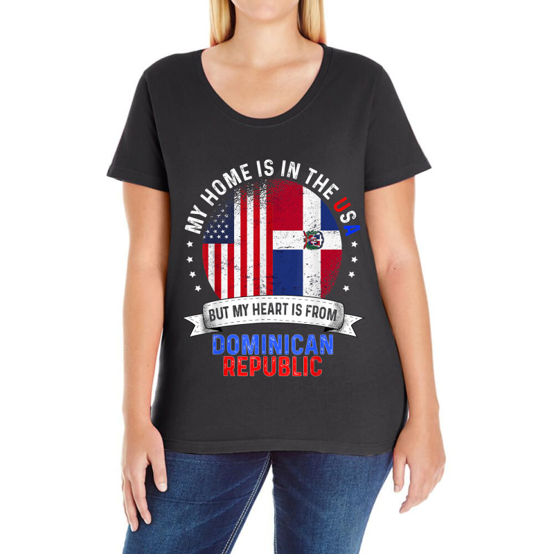 American Patriot Heart Is From Dominican Republic Flag Ladies Curvy T-Shirt by CruzChapman | Artistshot