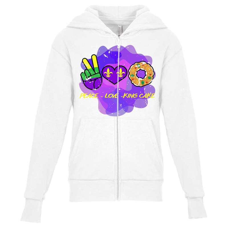 Peace Love King Cake Funny Mardi Gras Party Carnival Premium T Shirt Youth Zipper Hoodie | Artistshot