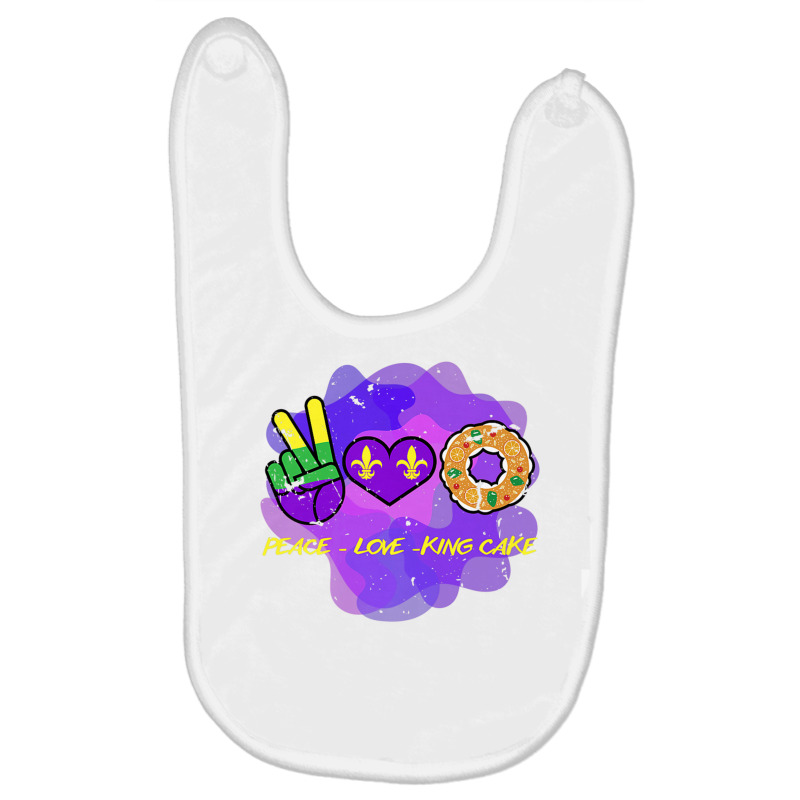 Peace Love King Cake Funny Mardi Gras Party Carnival Premium T Shirt Baby Bibs | Artistshot