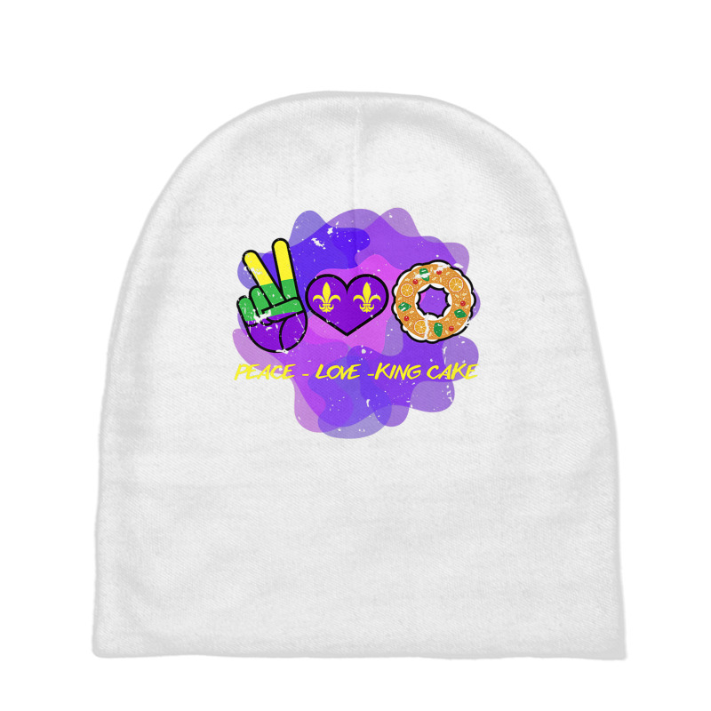 Peace Love King Cake Funny Mardi Gras Party Carnival Premium T Shirt Baby Beanies | Artistshot