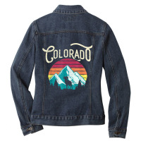 Retro Colorado Co Mountains Wildlife Bighorn Sheep Ladies Denim Jacket | Artistshot