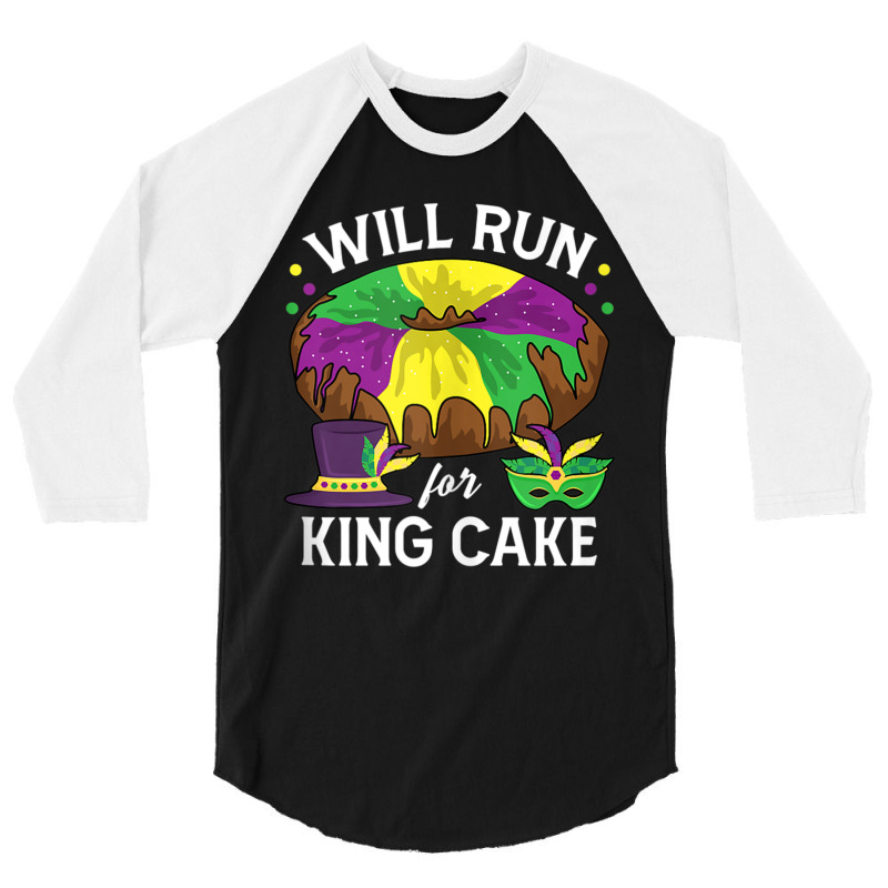 Will Run For King Cake Beads Mardi Gras Y'all Parade Party Tank Top 3/4 Sleeve Shirt | Artistshot