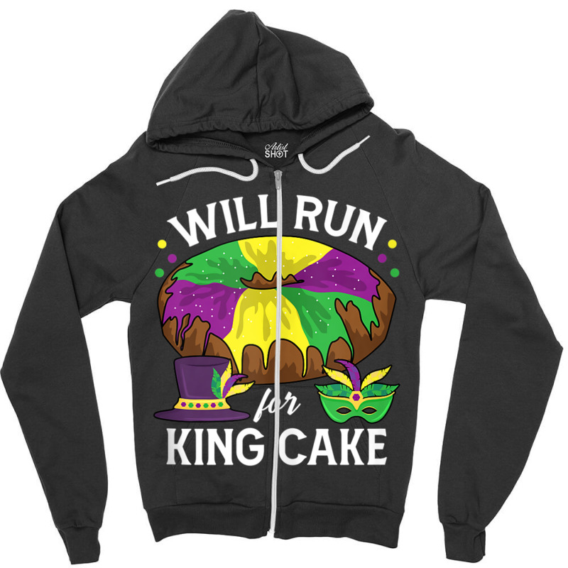 Will Run For King Cake Beads Mardi Gras Y'all Parade Party Tank Top Zipper Hoodie | Artistshot