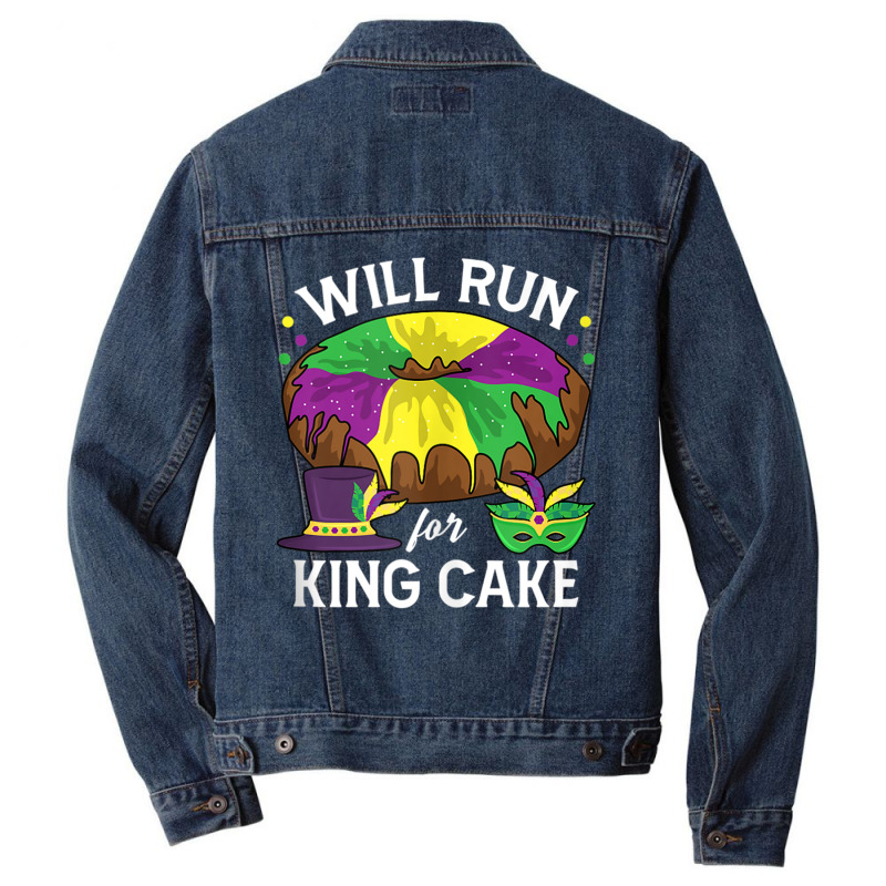 Will Run For King Cake Beads Mardi Gras Y'all Parade Party Tank Top Men Denim Jacket | Artistshot