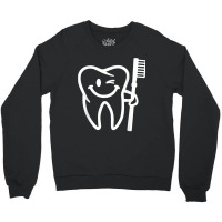 Smiling Tooth With Toothbrush Crewneck Sweatshirt | Artistshot