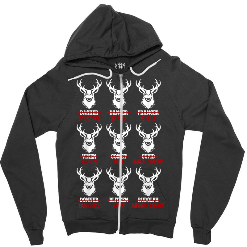 Funny Christmas Deer Bow Hunting Santa Men Women Hunter Zipper Hoodie | Artistshot