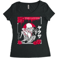 The Lovers Skeletons Japanese Kanji Red Flower Rose Pagan T Shirt Women's Triblend Scoop T-shirt | Artistshot