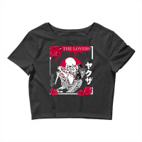 The Lovers Skeletons Japanese Kanji Red Flower Rose Pagan T Shirt Crop Top | Artistshot