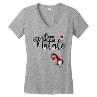 Buon Natale   Merry Christmas With A Scandinavian Gnome Long Sleeve T Women's V-neck T-shirt | Artistshot