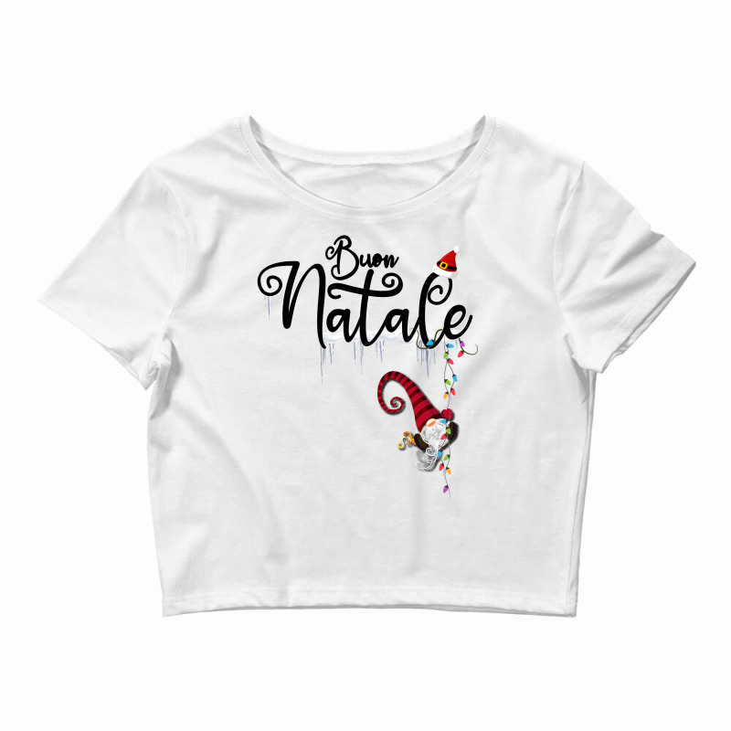 Buon Natale   Merry Christmas With A Scandinavian Gnome Long Sleeve T Crop Top by oluwafemimccullers | Artistshot