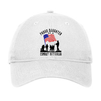 Proud Daughter Combat Veteran Retro Us Flag Military Family T Shirt Adjustable Cap | Artistshot