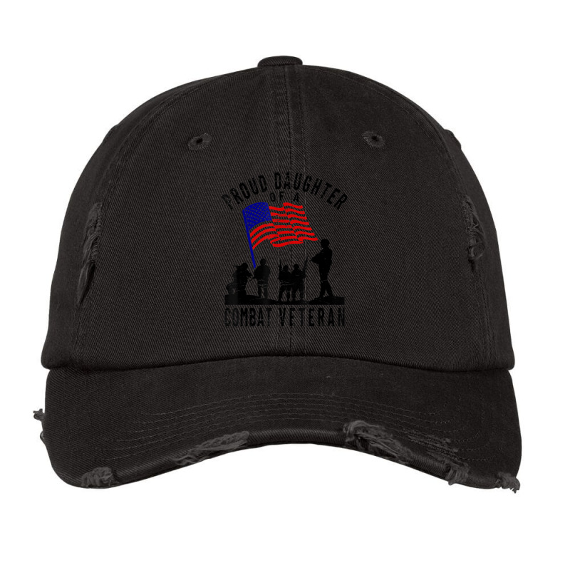 Proud Daughter Combat Veteran Retro Us Flag Military Family T Shirt Vintage Cap by cm-arts | Artistshot