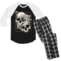 Skull Morel Mushrooms Mycologist Goth Mushroom Art Men's 3/4 Sleeve Pajama Set | Artistshot