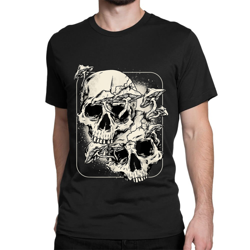 Skull Morel Mushrooms Mycologist Goth Mushroom Art Classic T-shirt by cm-arts | Artistshot