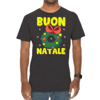 Buon Natale Italian Merry Christmas Wreath Merry Buon Natale Pullover Vintage T-shirt | Artistshot