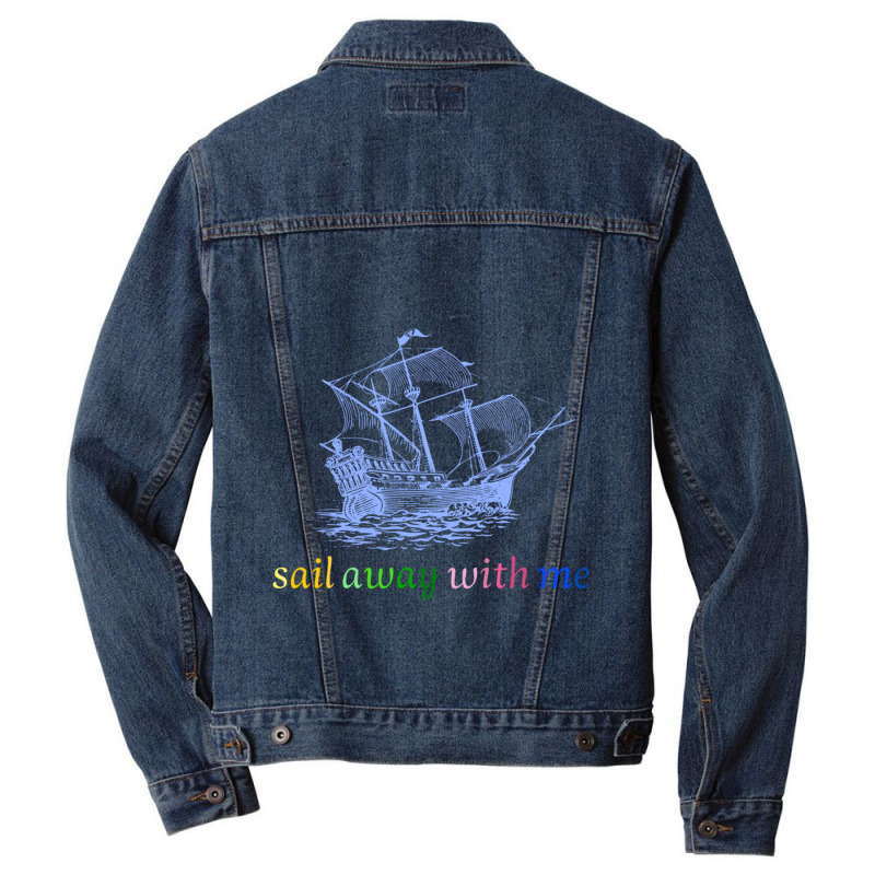 Quote Sea ,sail Away With Me , Cool Sea Men Denim Jacket | Artistshot