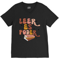 Leer Es Poder Groovy Spanish Teacher Bilingual Maestra V-neck Tee | Artistshot