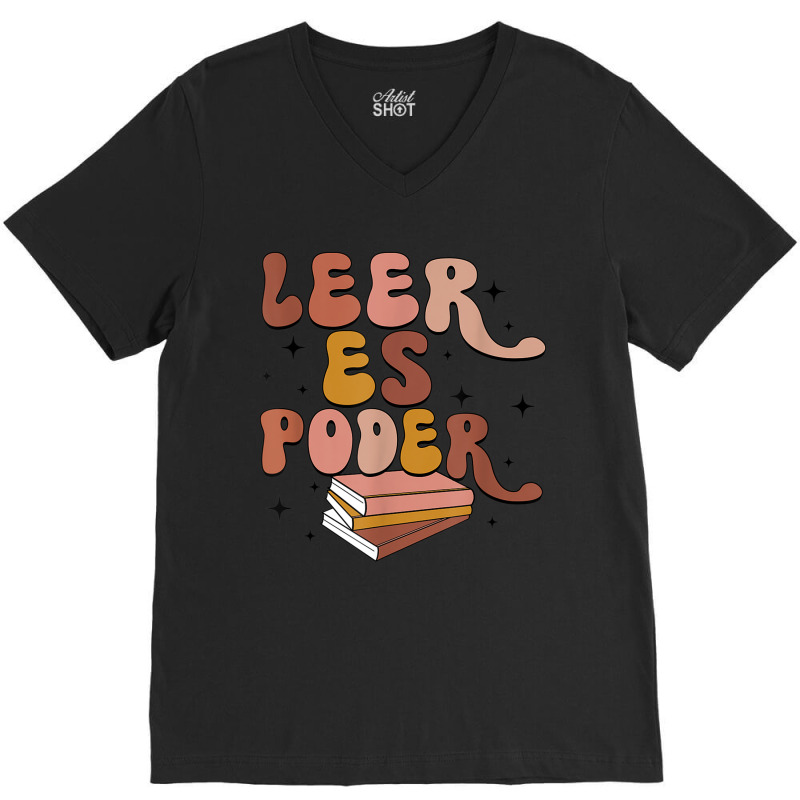 Leer Es Poder Groovy Spanish Teacher Bilingual Maestra V-Neck Tee by IsabelConstance | Artistshot