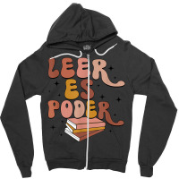 Leer Es Poder Groovy Spanish Teacher Bilingual Maestra Zipper Hoodie | Artistshot