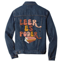 Leer Es Poder Groovy Spanish Teacher Bilingual Maestra Men Denim Jacket | Artistshot