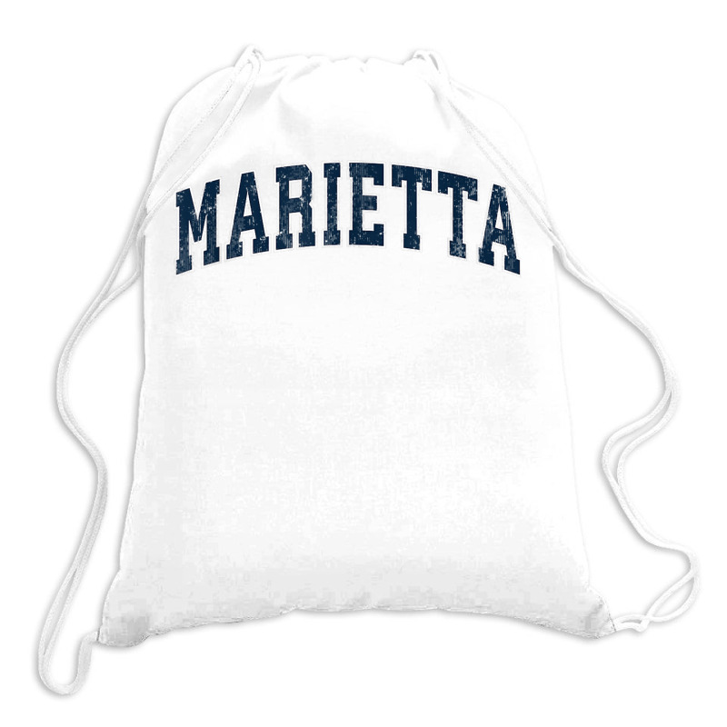 Marietta Georgia Ga Vintage Sports Design Navy Design Drawstring Bags | Artistshot