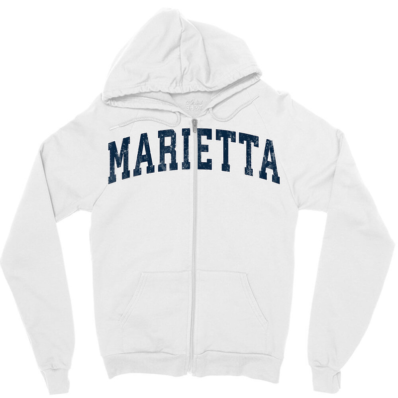 Marietta Georgia Ga Vintage Sports Design Navy Design Zipper Hoodie | Artistshot