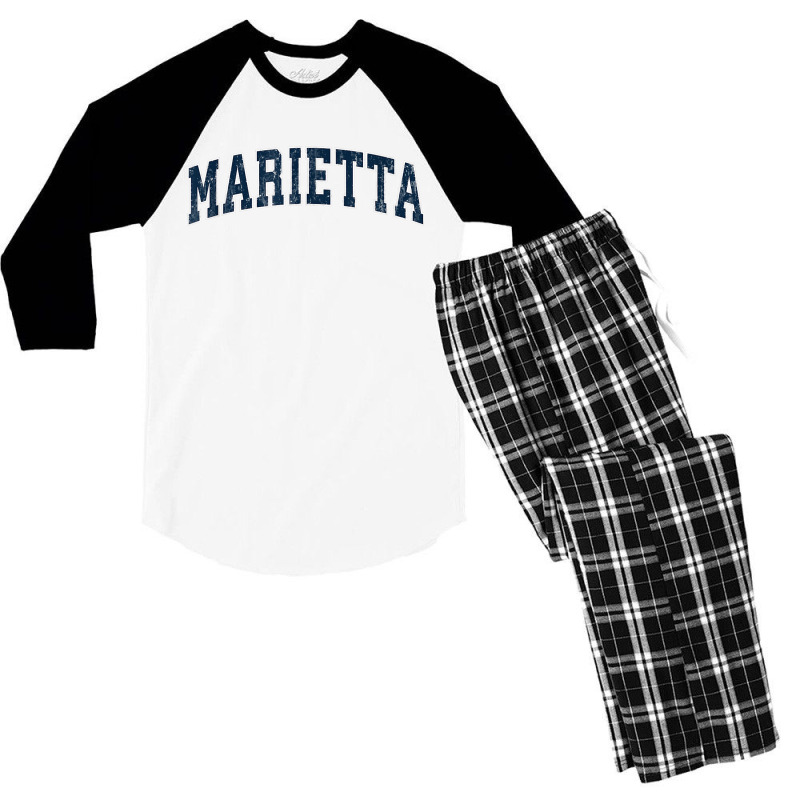 Marietta Georgia Ga Vintage Sports Design Navy Design Men's 3/4 Sleeve Pajama Set | Artistshot