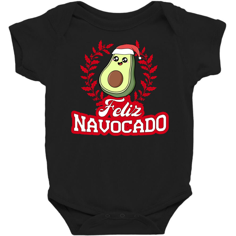 Feliz Navocado Navidad Avocado Santa Hat Merry Christmas Pullover Hood Baby Bodysuit | Artistshot