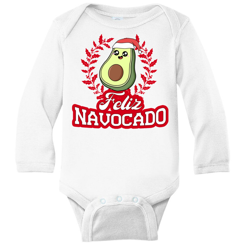 Feliz Navocado Navidad Avocado Santa Hat Merry Christmas Pullover Hood Long Sleeve Baby Bodysuit | Artistshot