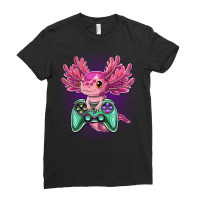 Axolotl Cute Axolotl Video Game Controller Awesome Gaming Boys Kids 42 Ladies Fitted T-shirt | Artistshot