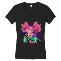 Axolotl Cute Axolotl Video Game Controller Awesome Gaming Boys Kids 42 Women's V-neck T-shirt | Artistshot